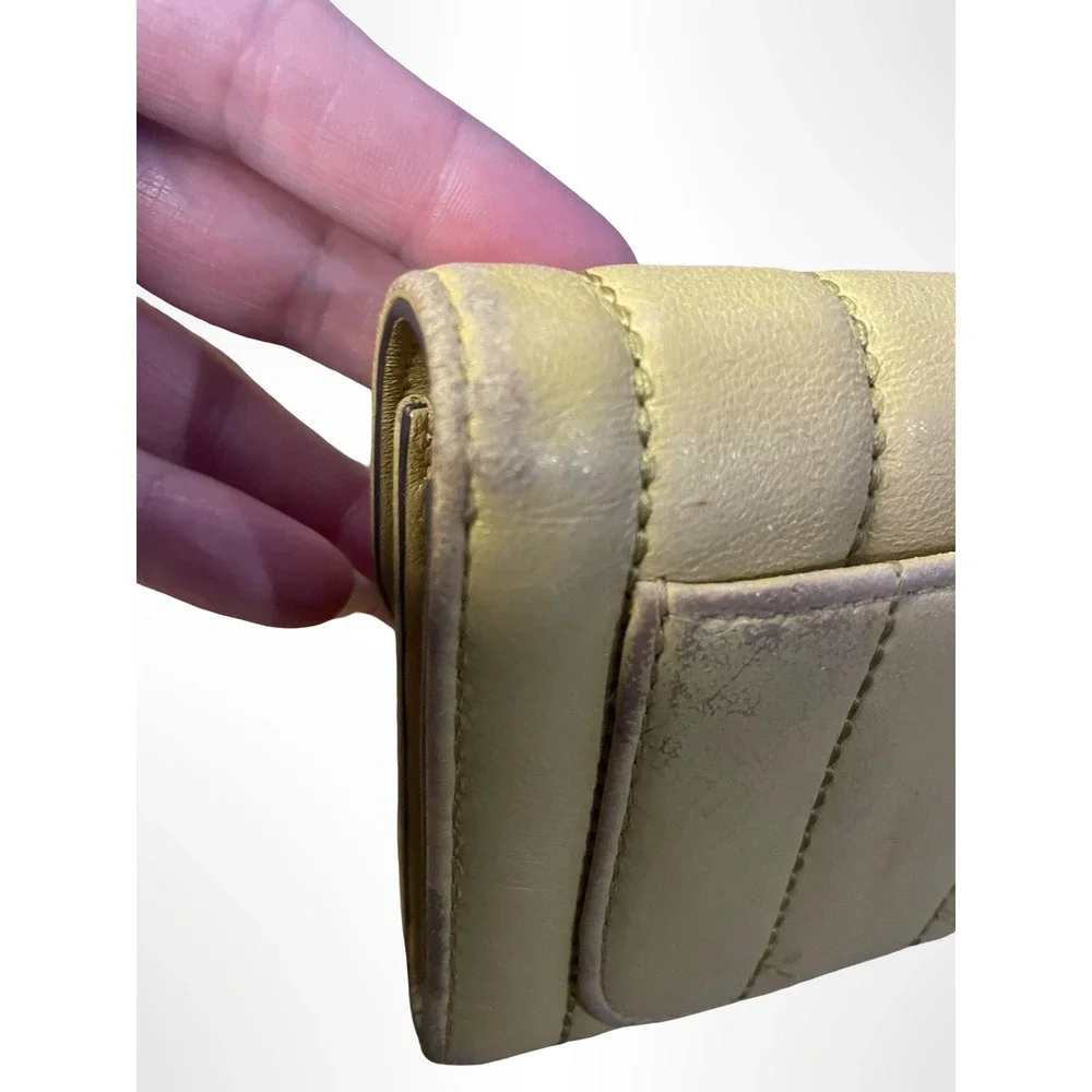 Tory Burch Kira Quilted Leather Envelope Wallet Pale Yellow Gold Hardware